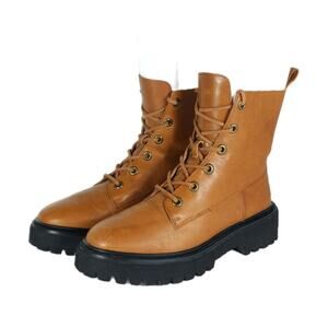 Madewell Women's The Rayna US 7,5 Leather English Saddle Lace Up Combat Boots